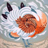'Great Bustard unfurled' - Linocut - Edition of 30. Image size approx 30x30cm